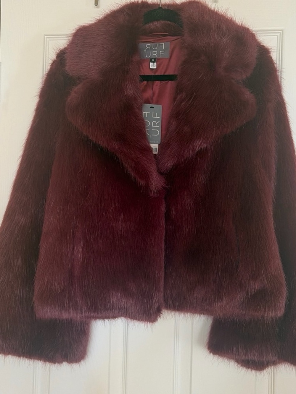 Burgundy Faux Fur Jacket - Women's Plush Coat